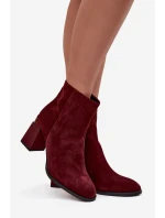 Botki Damskie Z Naturalnego Zamszu Na Słupku Ocieplane D&A CR52-718 Bordowe Botki Damskie Z Naturalnego Zamszu Na Słupku Ocieplane D&A CR52-718 Bordowe