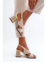 Dámske sandále na vysokom podpätku Béžová D&A