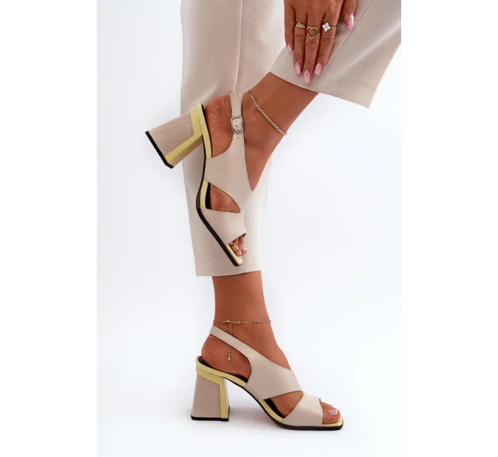 Dámske sandále na vysokom podpätku Béžová D&A