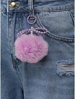 Dámske džínsy balónového strihu s odretou modrou FashionStreet UY2984