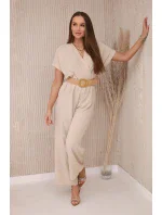 Kombinéza s ozdobným pásom béžová Kombinéza s ozdobným pásom béžová