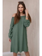 Španielske khaki šaty s ozdobnými rukávmi Španielske khaki šaty s ozdobnými rukávmi