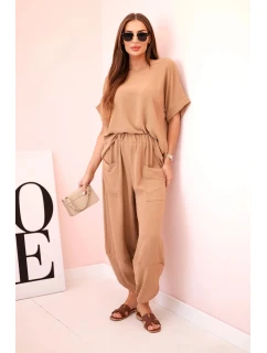 Súprava viskózová blúzka + ťavie nohavice