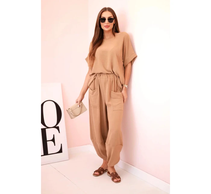 Súprava viskózová blúzka + ťavie nohavice