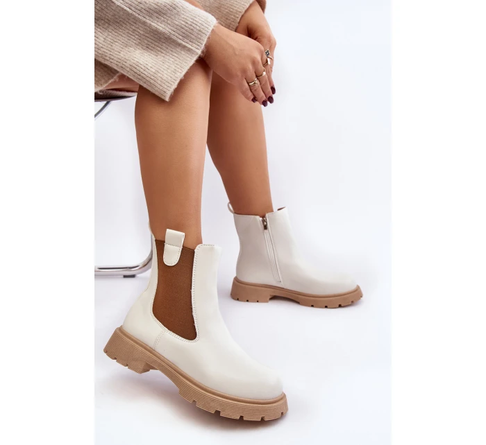 Botki Sztyblety Damskie Na Zamek Białe Ramhel