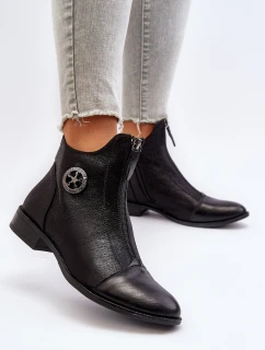 Dámské kotníčkové boty na ploché podrážce se zipem béžové model 21651915 - Boto