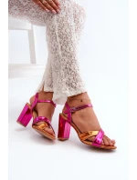 kožené sandály na vysokém podpatku fuchsie model 21666833 - Boto kožené sandály na vysokém podpatku fuchsie model 21666833 - Boto