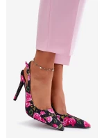 Zdobione Sandały Na Szpilce W Róże Czarne Vevessa