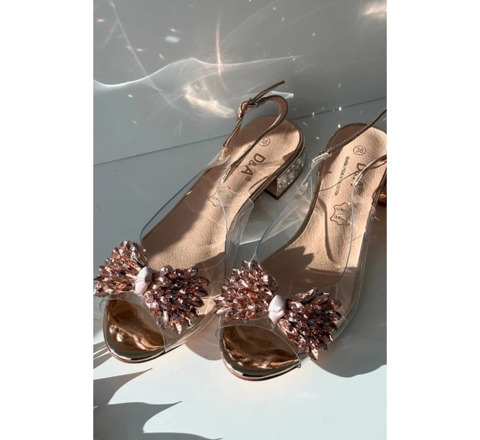 Průhledné sandály s mašlí D&A MR52-231 růžové zlato Průhledné sandály s mašlí D&A MR52-231 růžové zlato