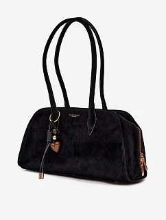 Eko semišová kabelka s přívěskem Černá Noelia