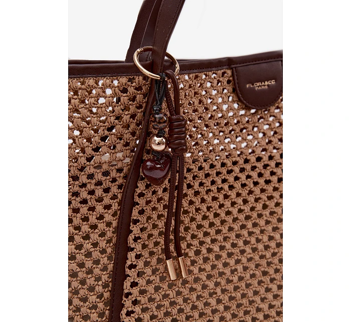 Pletená taška typu s přívěskem Velká hnědá model 22111696 - Flora&Co