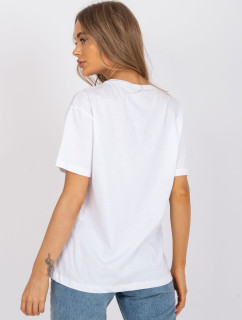 Biele voľné tričko s aplikáciou a potlačou