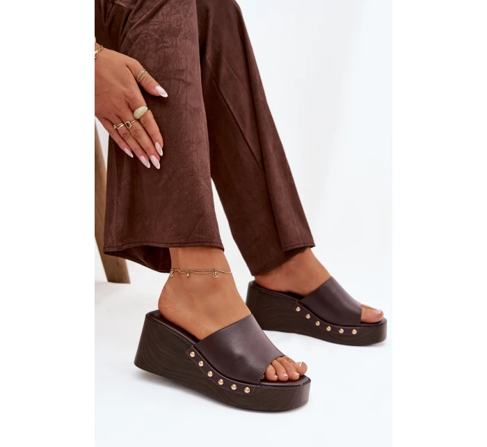 Dámske papuče na platforme 78-200 Tmavo hnedé - Stephan Paris Dámske papuče na platforme 78-200 Tmavo hnedé - Stephan Paris
