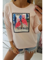 Halenka s 3D grafikou model 18743994 pudrově růžová - K-Fashion