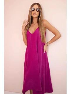 Mušelínové šaty bez ramienok chrpy tmavo fialové