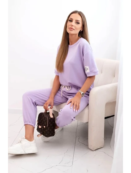 Dámsky viskózový set s krátkym rukávom a nohavicami svetlo fialový