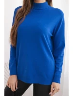 Svetr dámský Plus Size z viskózy s rolákem chabrový Svetr dámský Plus Size z viskózy s rolákem chabrový