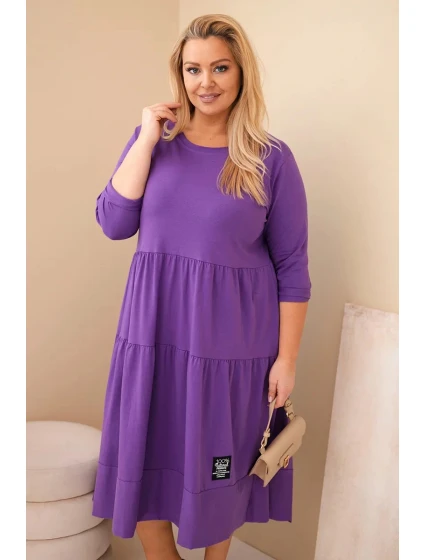 Dámská bavlněná sukýnka Plus Size s volánky a ohrnutým rukávem fialová Dámská bavlněná sukýnka Plus Size s volánky a ohrnutým rukávem fialová