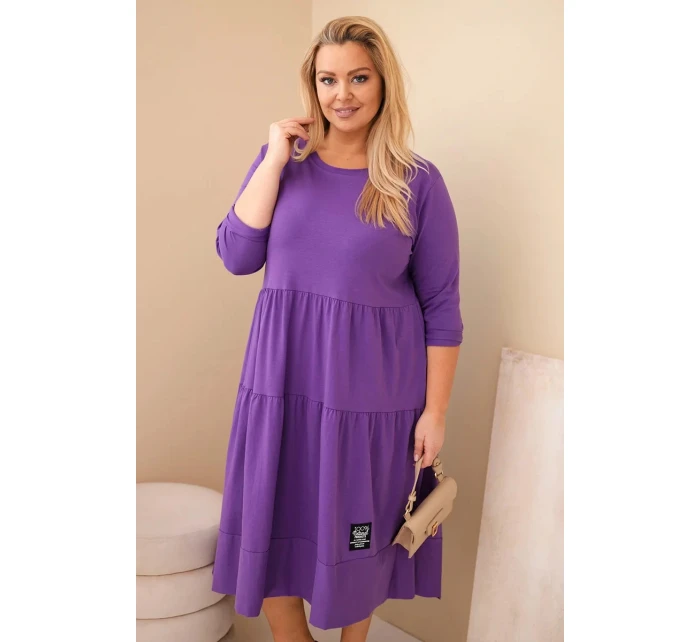 Dámská bavlněná sukýnka Plus Size s volánky a ohrnutým rukávem fialová Dámská bavlněná sukýnka Plus Size s volánky a ohrnutým rukávem fialová