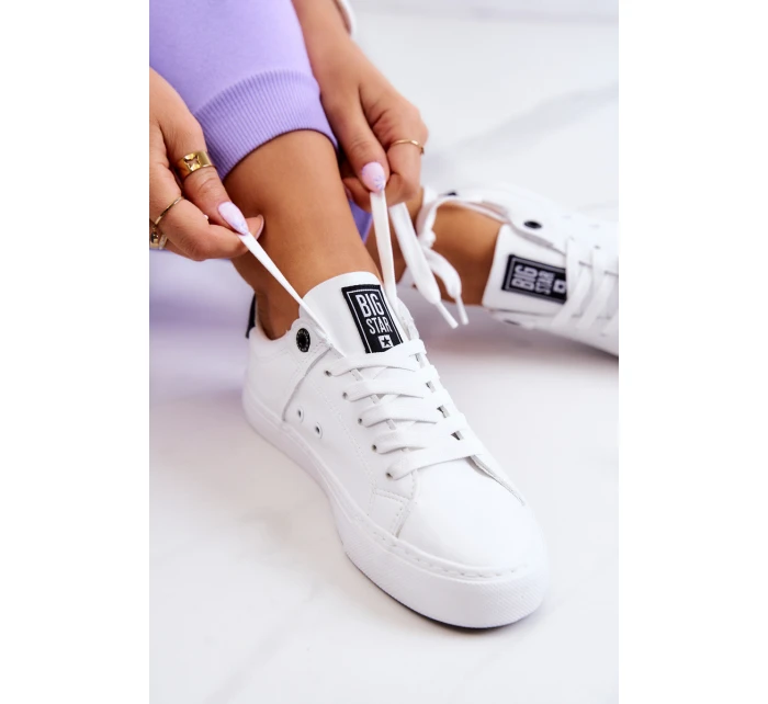 Kožené tenisky Big Star model 21580472 bílé a Černá - Big Star Shoes Kožené tenisky Big Star model 21580472 bílé a Černá - Big Star Shoes