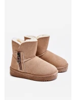 Dziecięce Wsuwane Ocieplane Botki Śniegowce Beżowe Catellie Dziecięce Wsuwane Ocieplane Botki Śniegowce Beżowe Catellie