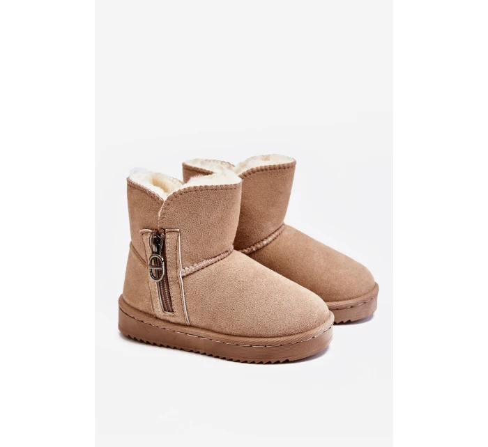 Dziecięce Wsuwane Ocieplane Botki Śniegowce Beżowe Catellie Dziecięce Wsuwane Ocieplane Botki Śniegowce Beżowe Catellie