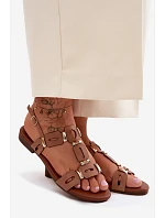 Dámské sandály Ploché Světle hnědé model 22140676 - S.Barski