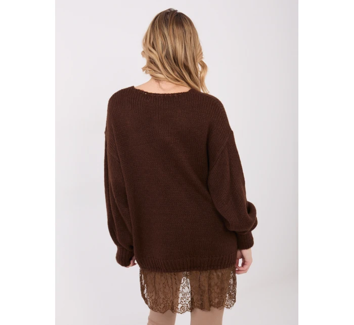 Sweter IN SW model 21782403 ciemny brązowy - FPrice