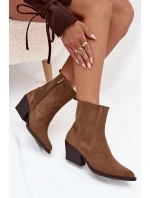 Dámska zateplená členková obuv Dylira na podpätku - ťava, semiš Dámska zateplená členková obuv Dylira na podpätku - ťava, semiš
