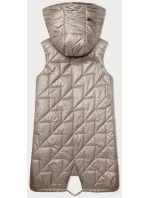 Dámska prešívaná vesta s asymetrickou spodnou časťou S'West light beige (B8237-51)