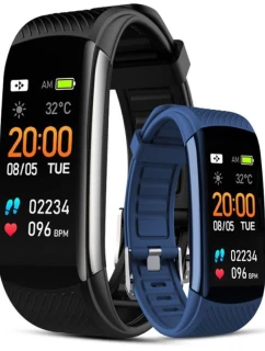 GIEWONT Smart hodinky čierne a námornícke modré 2 prúžky GW200-6