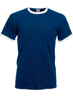 Tričko Fruit of the Loom Ringer T Racerback 16.1168 tmavomodré/biele