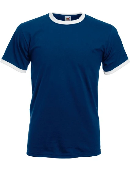 Tričko Fruit of the Loom Ringer T Racerback 16.1168 tmavomodré/biele