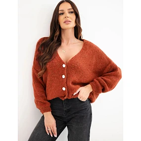 Dámský svetr s výstřihem do V a knoflíky barvy model 22401299 - K-Fashion Dámský svetr s výstřihem do V a knoflíky barvy model 22401299 - K-Fashion