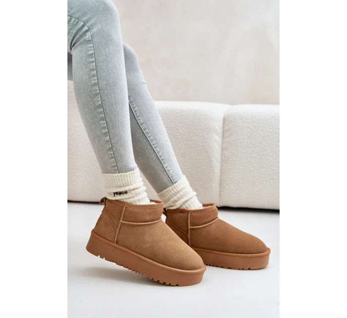 Skórzane Zamszowe Śniegowce Na Platformie Camel Nereviana Skórzane Zamszowe Śniegowce Na Platformie Camel Nereviana