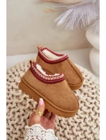 Śniegowce Botki Dziecięce Na Platformie Ocieplane Futerkiem Camel Vilabria