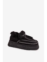 Dámské sněhule na platformě s kožíškem a třásněmi Černé Ferayne