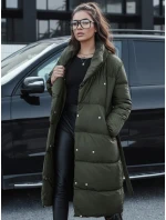 Dámsky zimný dlhý prešívaný kabát FAVI zelený FashionStreet TY4576