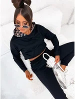 Čierna dámska mikina s kapucňou a zvieracím vzorom (82146)