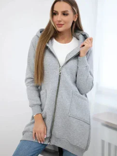 Zateplená mikina so zipsom na chrbte sivá