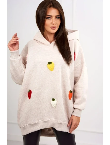 Zateplená mikina s model 19049178 motivem béžová melanž - K-Fashion Zateplená mikina s model 19049178 motivem béžová melanž - K-Fashion