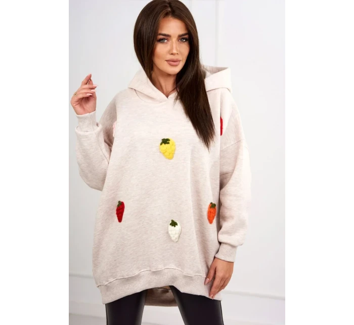 Zateplená mikina s model 19049178 motivem béžová melanž - K-Fashion Zateplená mikina s model 19049178 motivem béžová melanž - K-Fashion