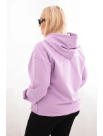 Dámska bavlnená mikina s kapucňou a klokankou Plus Size Purple Dámska bavlnená mikina s kapucňou a klokankou Plus Size Purple