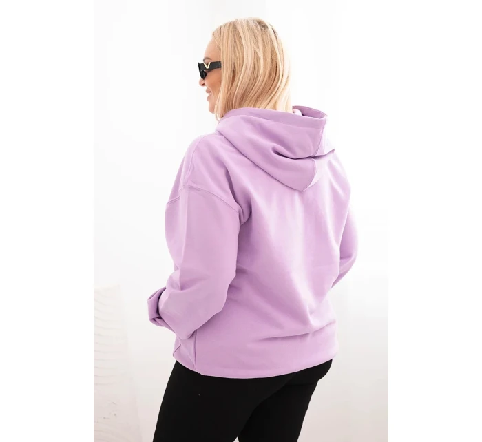 Dámska bavlnená mikina s kapucňou a klokankou Plus Size Purple Dámska bavlnená mikina s kapucňou a klokankou Plus Size Purple