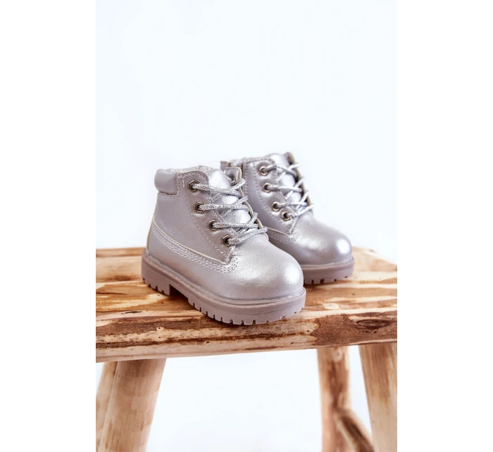 Dziecięce Trapery Botki z Suwakiem Srebrne Dexter