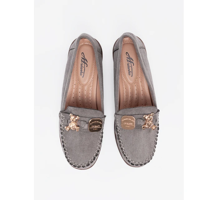 Moderní  polobotky šedo-stříbrné dámské na klínku