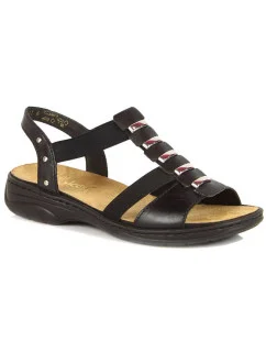 Čierne kožené sandále Rieker W 64580 dámske
