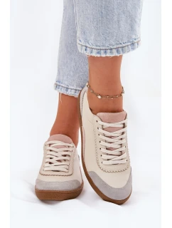 Dámské Kožené Tenisky model 21693344 Béžové - Zazoo