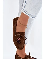 Dámské mokasíny s třásněmi a korálky Hnědé Teresa Dámské mokasíny s třásněmi a korálky Hnědé Teresa