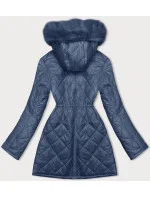 Svetlomodrá obojstranná dámska prešívaná bunda - kožuch (H-897-100)